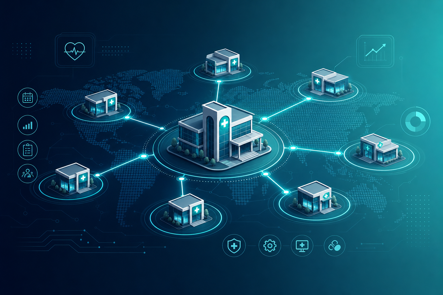 إدارة عدة فروع للعيادات: عزل بيانات وصلاحيات وتقارير
